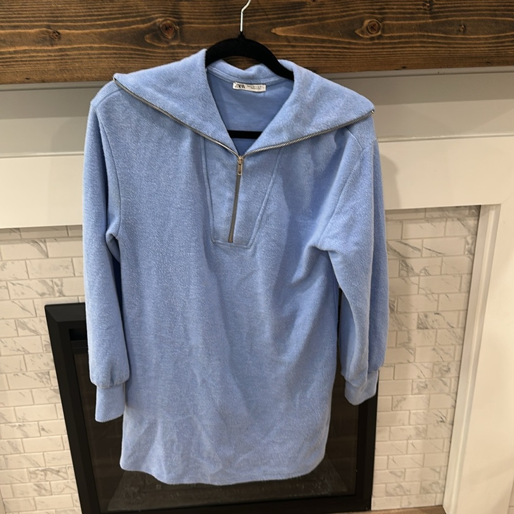 Zara light blue Soft High Collar Quarter Zip Dress 2 for $20 - Picture 3 of 6